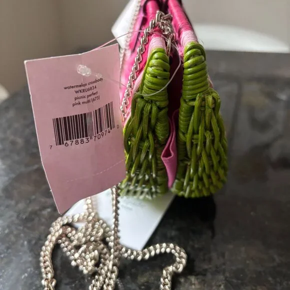 NWT Kate Spade Watermelon Picnic Perfect Crossbody Wicker bag purse - Picture 8 of 9
